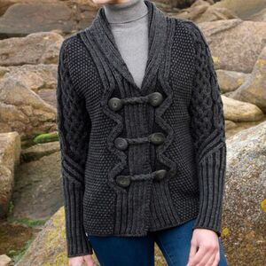 Inis Crafts Shawl Neck Two-Tone Merino Cardigan‎‎ L